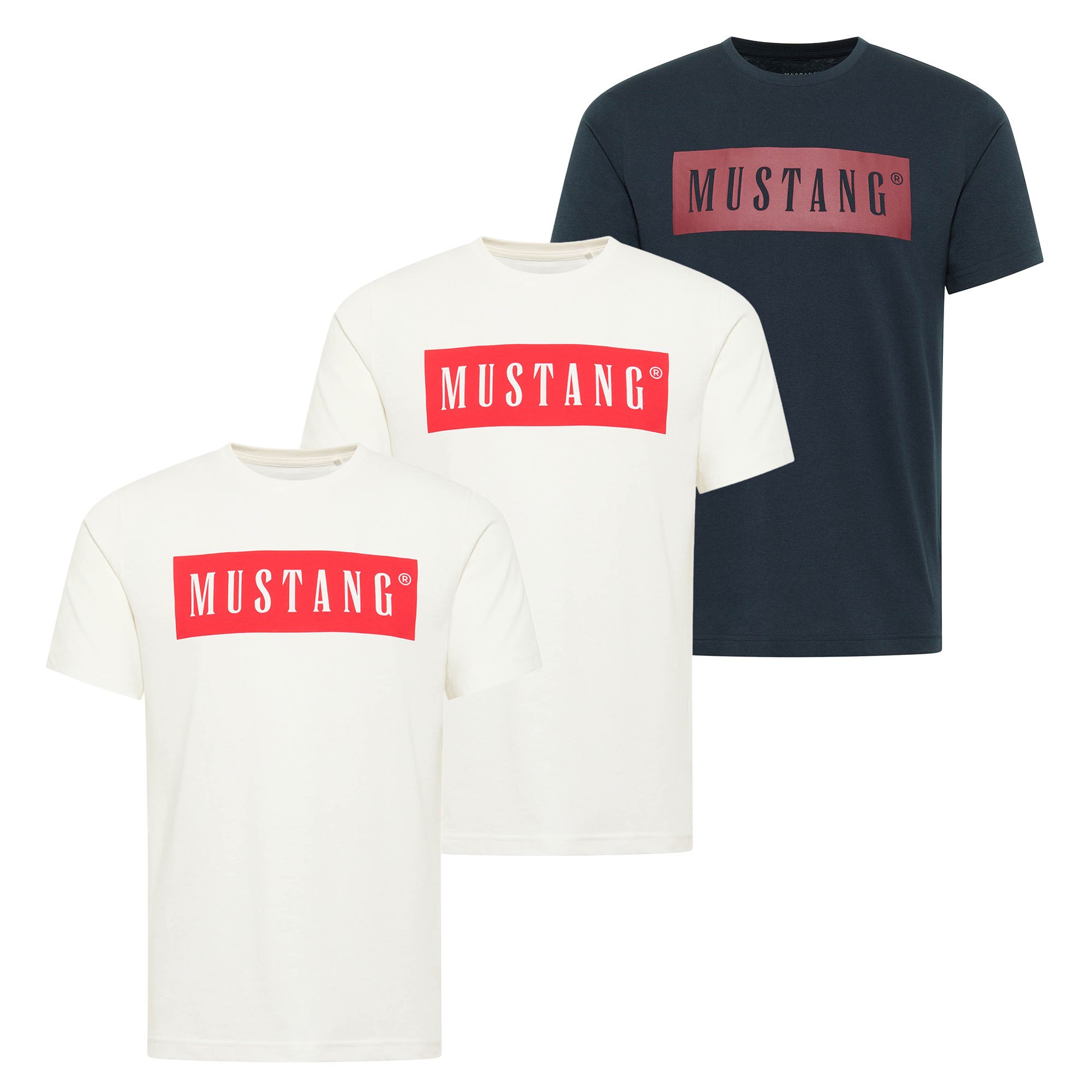 MUSTANG camiseta para hombre  paquete de 3 - Austin, logotipo grande, algodón, Single Jersey Style Austin 3P