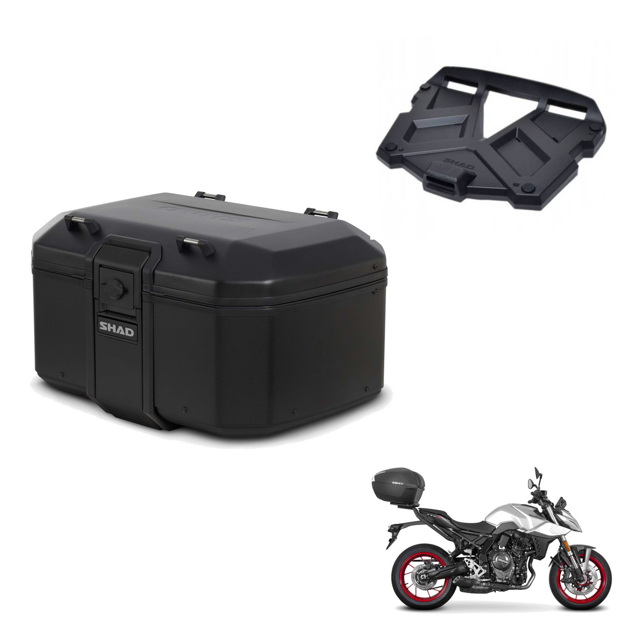 Baul Tr55 Pure Black + Herraje Baul + Pa KIT-569594