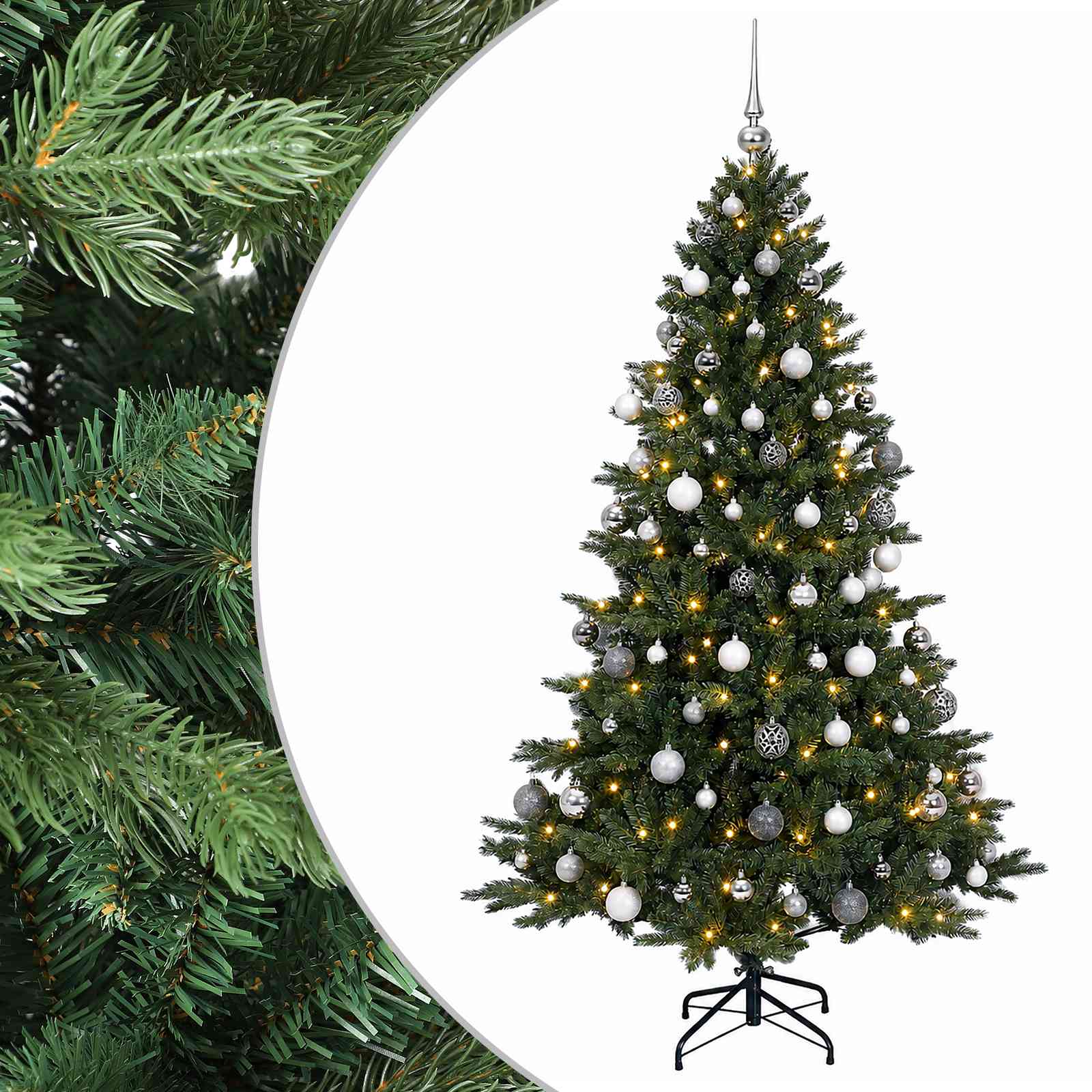vidaXL Árbol de Navidad artificial con bolas 180 cm 300 LED