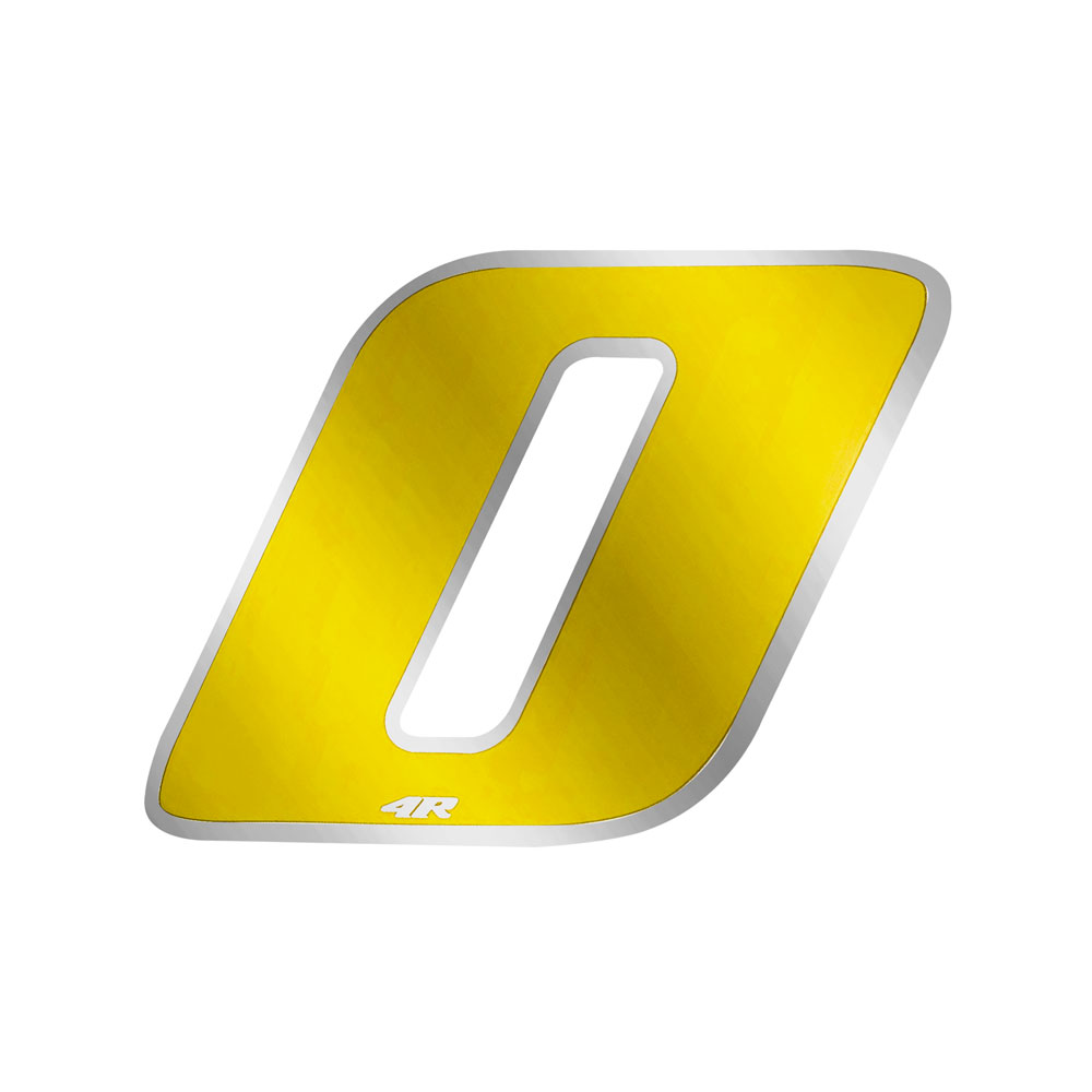 Pegatina Race Number para Motocicleta "0" Amarillo 27x37mm
