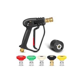 CA Pistola hidrolavadora con boquilla de 5 chorros, conector rápido de 1/4" y adaptador de repuesto, M22-14 mm para limpieza de coches.