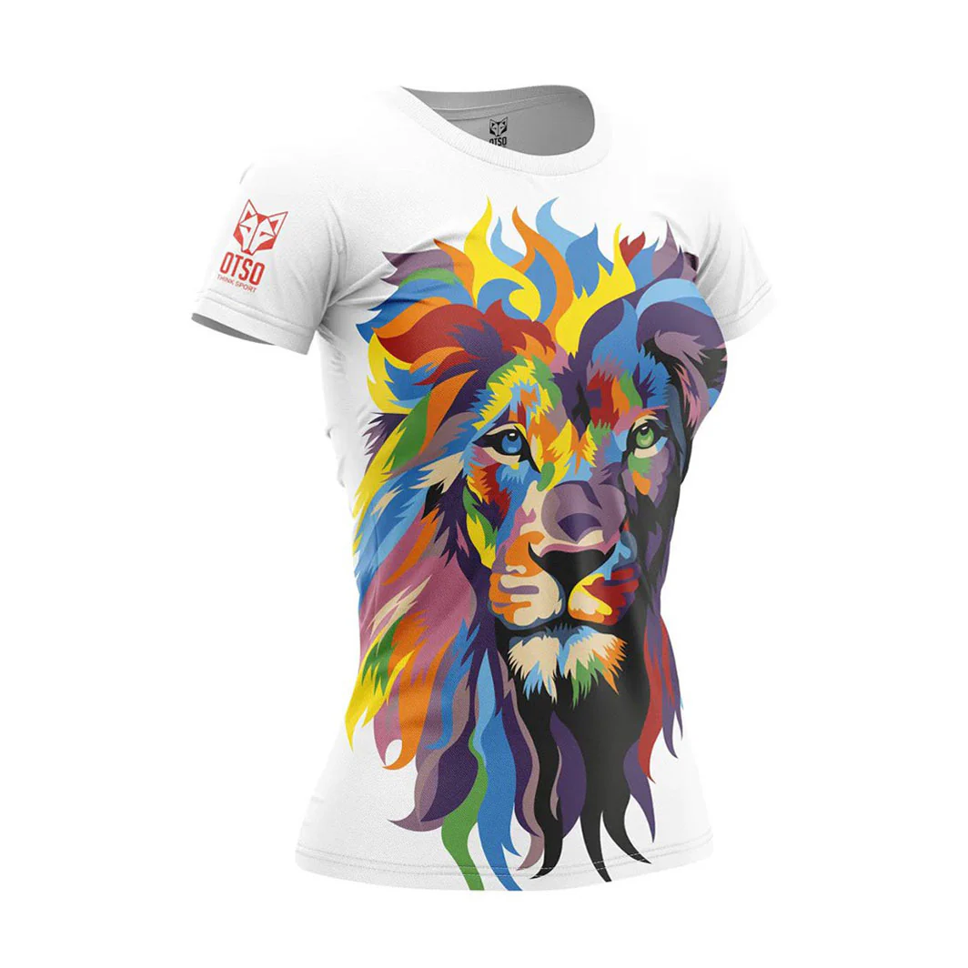 Camiseta Técnica Multisport para Mujer - Super ligera, Ultra-Transpirable y cómoda - Muchos Diseños Disponibles y Originales (Be a Lion)