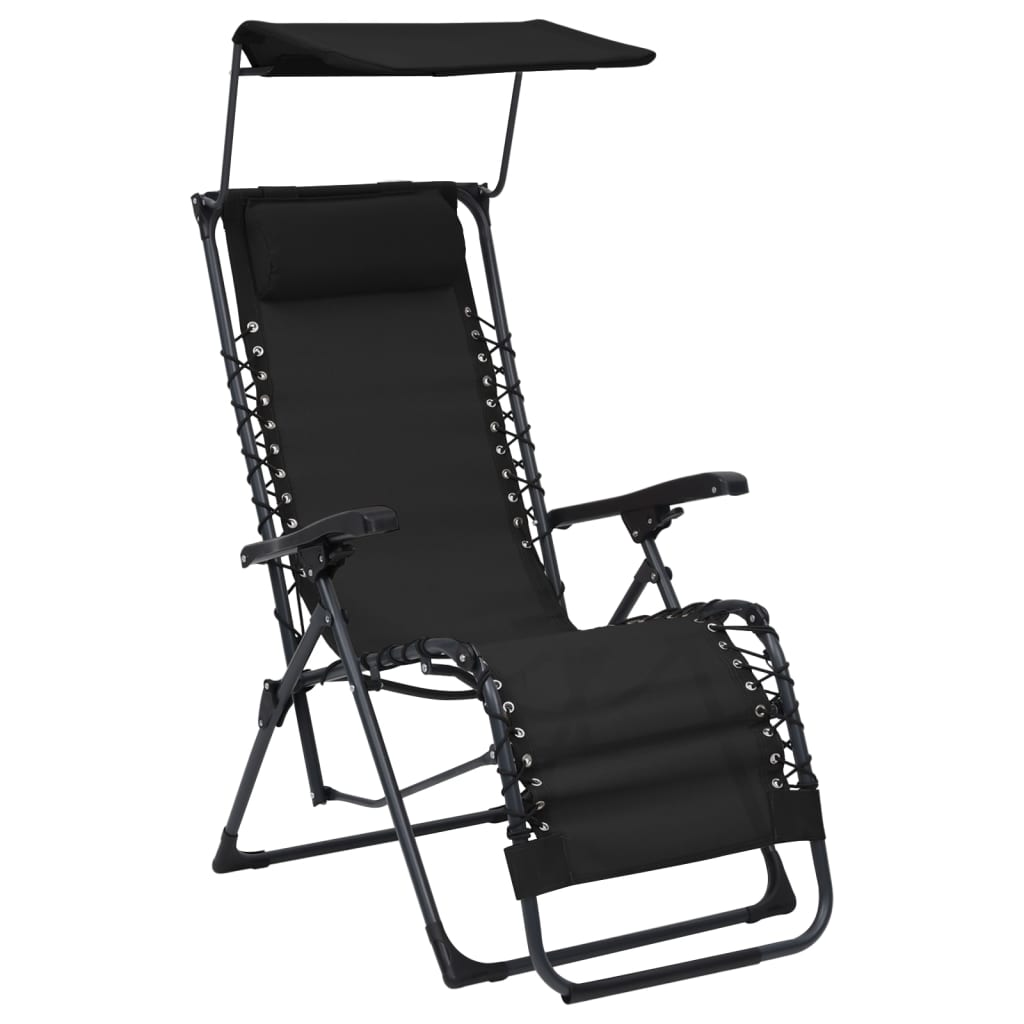 vidaXL Tumbona plegable de textilene negro