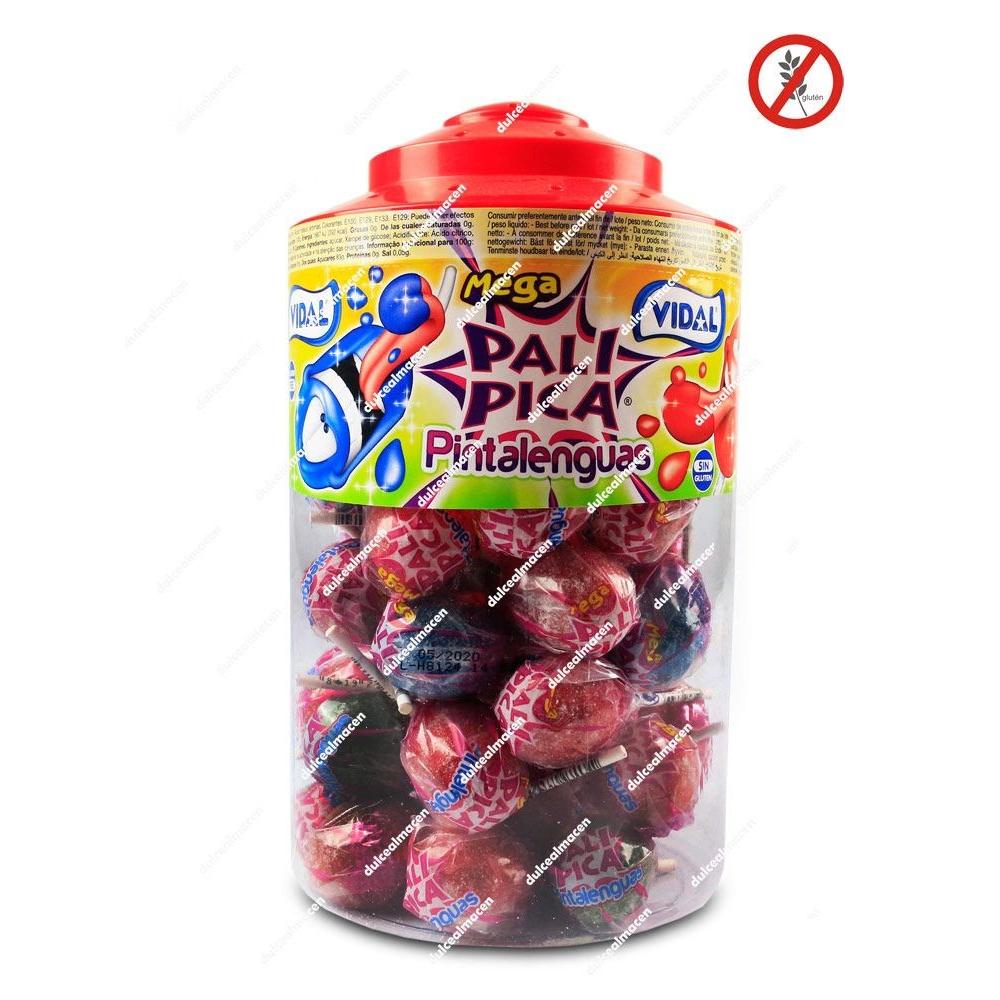 Vidal Mega Pali Pica Pintalenguas 40 uds | Caramelos con Palo Ácidos