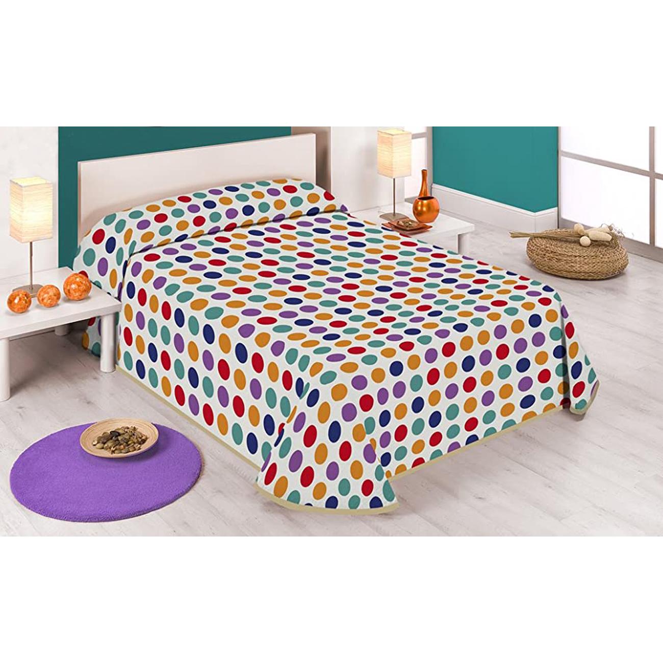 SABANALIA - Colcha estampada Spoty (Disponible en varios tamaños) | Colcha ideal para primavera y verano | Producto ligero y decorativo