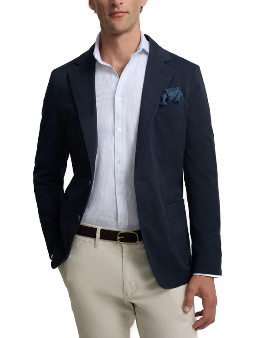 Americana Silbon casual azul marino tailored para hombre