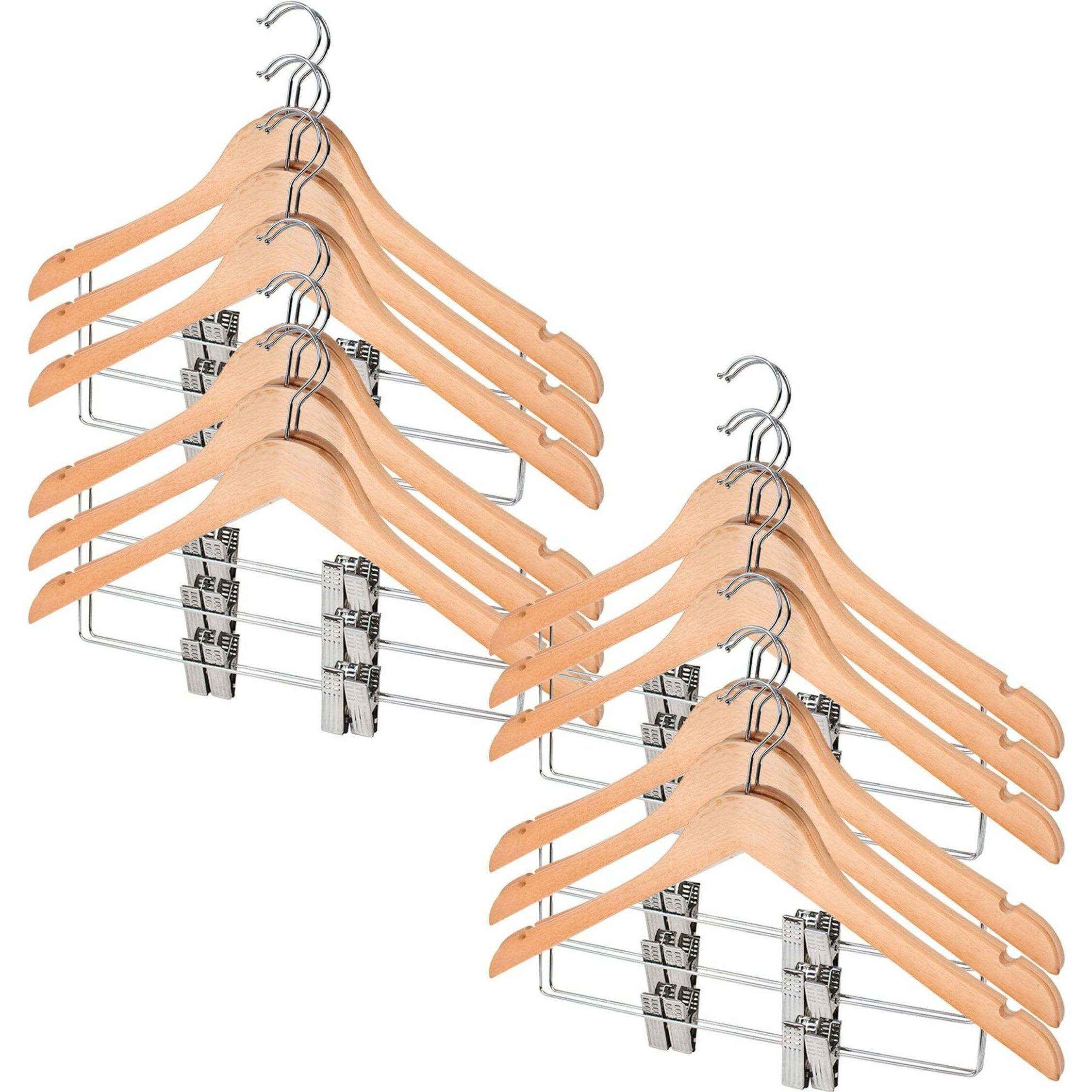 Confortime - Set de Perchas Pinza de Madera, Resistentes y Elegantes para Ropa, Trajes, Camisas y Pantalones