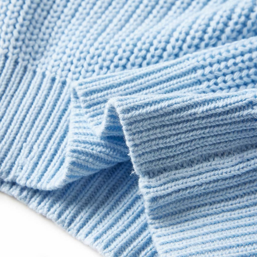 Jersey de Punto para Niños Suéter Infantil de Manga Larga Cuello Redondo Azul