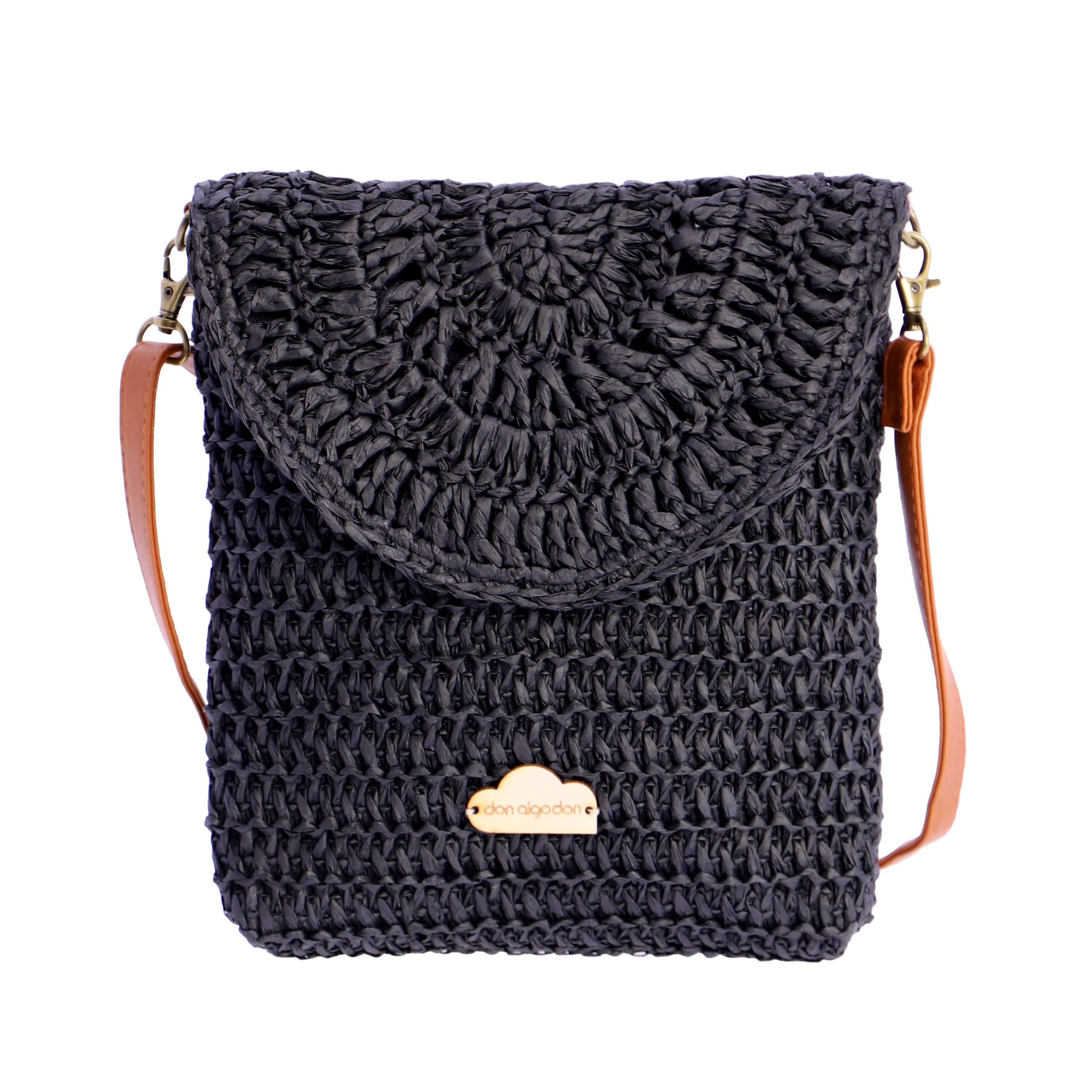 Bolso bandolera para mujer DON ALGODON Evora de rafia con cremallera