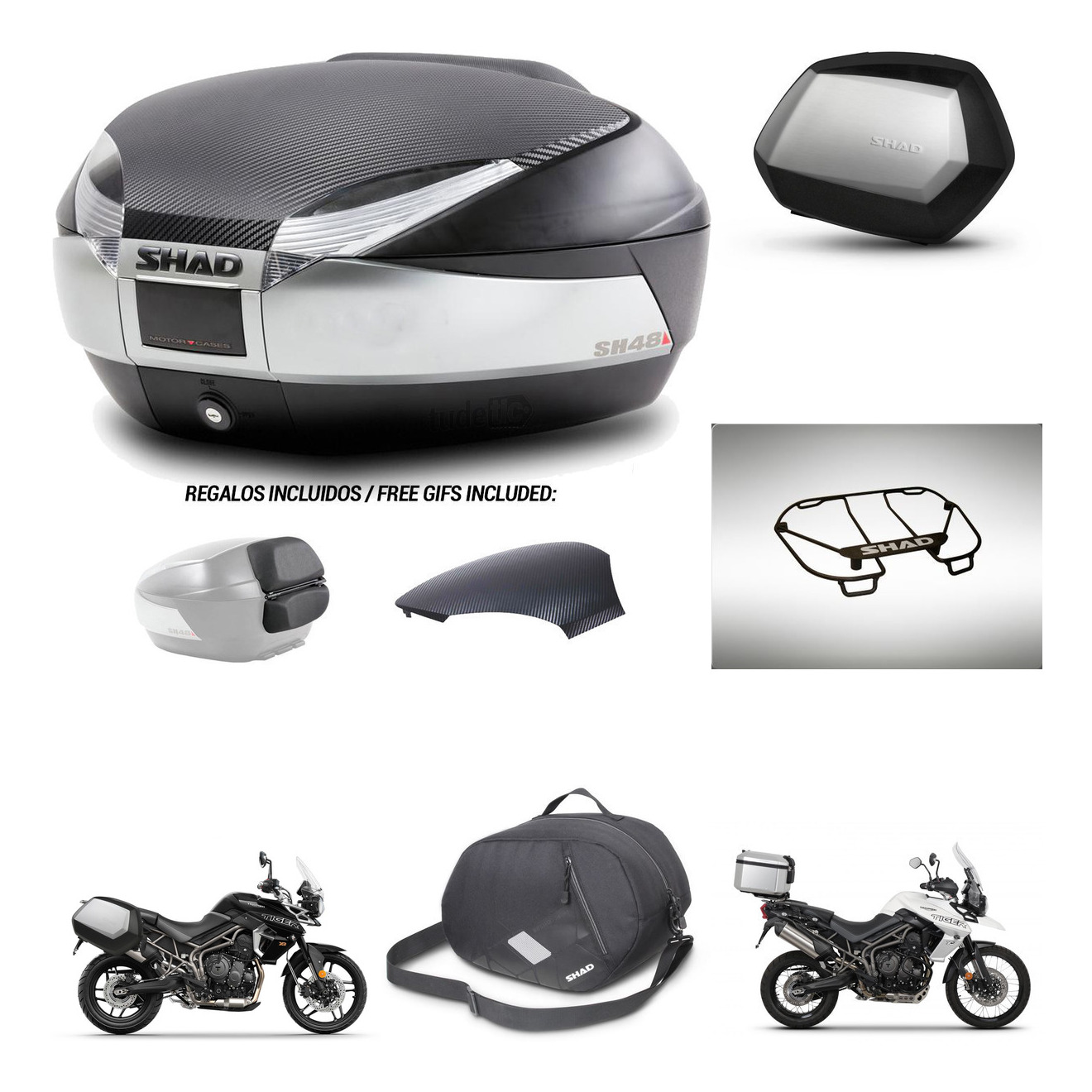 Maletas Laterales + Baul Trasero + Accesorios + Herraje Montaje + Herraje 3P Sh48 Sc Sh35 Premium KIT-254463