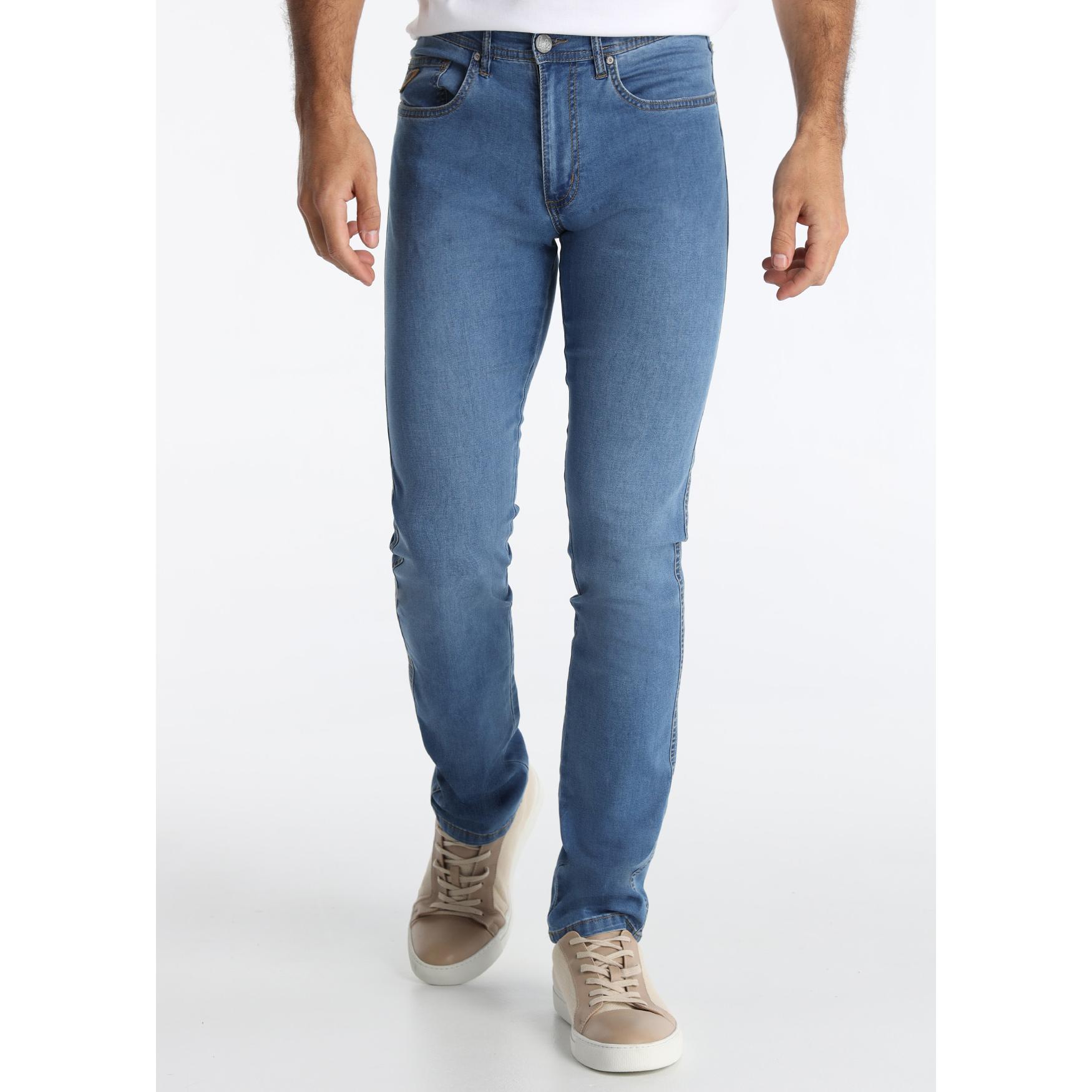 LOIS JEANS - Jeans Recto de Algodón Elástico en Lavado Azul Medio - Tallaje en Pulgadas- Tallaje en Pulgadas