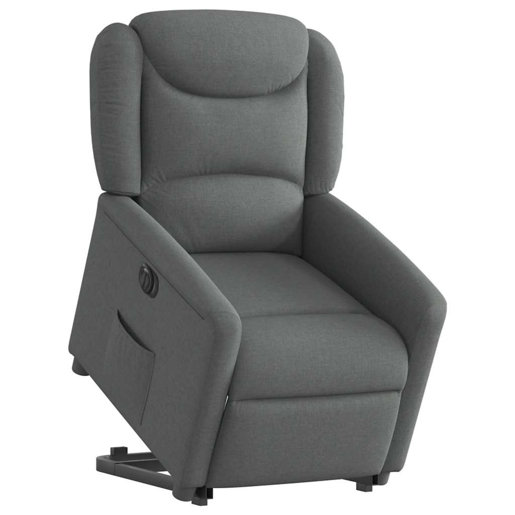 vidaXL Sillón eléctrico reclinable elevable de tela gris oscuro