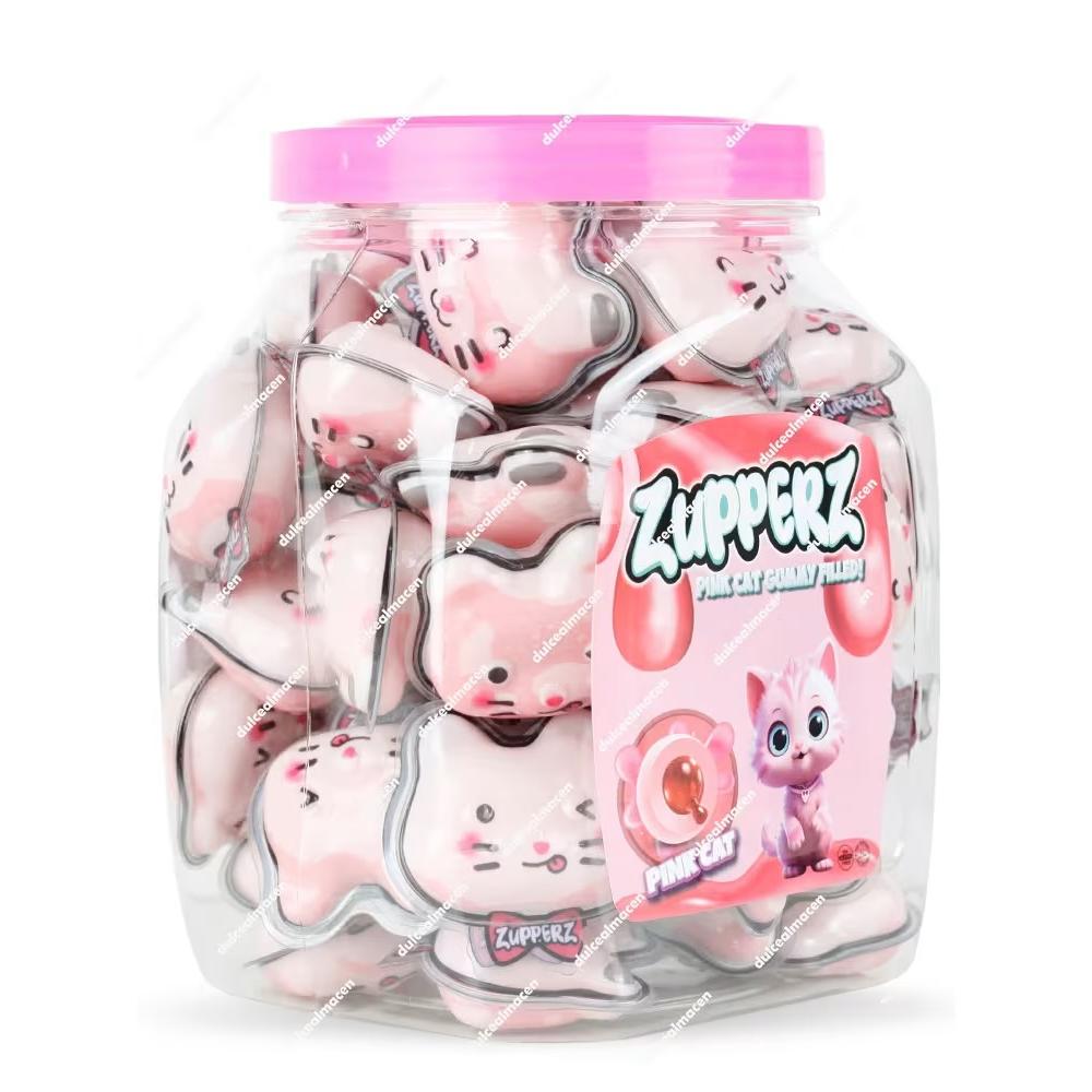 Zupperz Pink Cat Gummy Filled 50 uds | Gominola Rellena en Forma de Gato