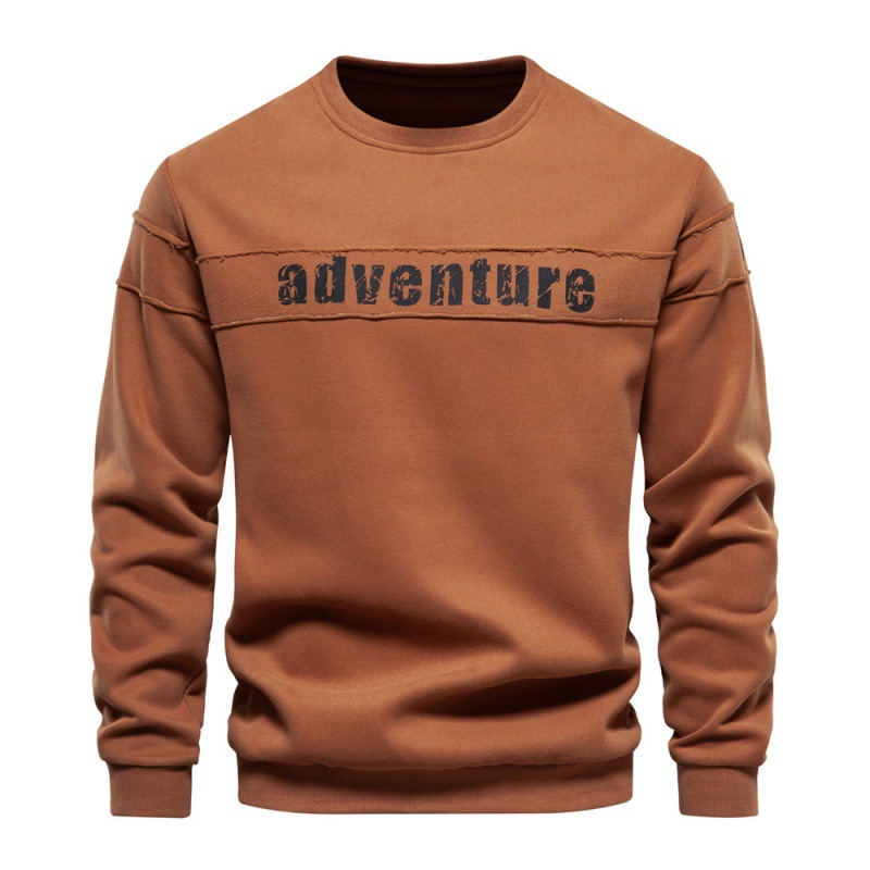 TK Otoño nueva sudadera de manga larga suelta cuello redondo estampado empalme sudadera casual deportiva de moda para hombres