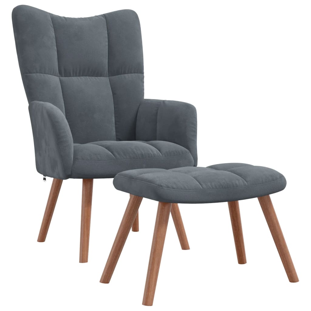 Vidaxl Sillón de Relax con Taburete de Terciopelo Gris Claro