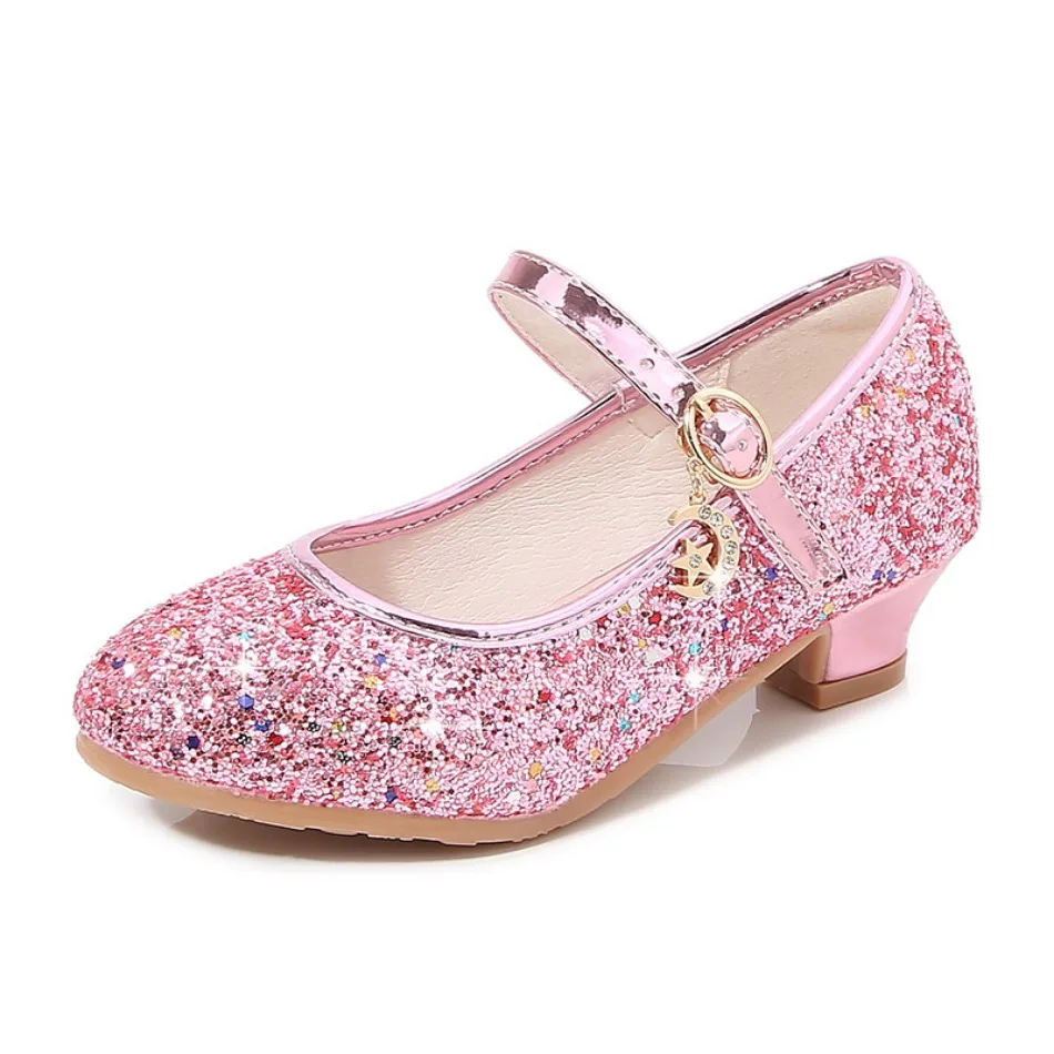 TK Zapatos De Talla Alta Para Niñas Sandalias De Cristal Plateado Con Hebilla Moda Zapatos De Princesa Para Danza Y Actuaciones Material De Cuero