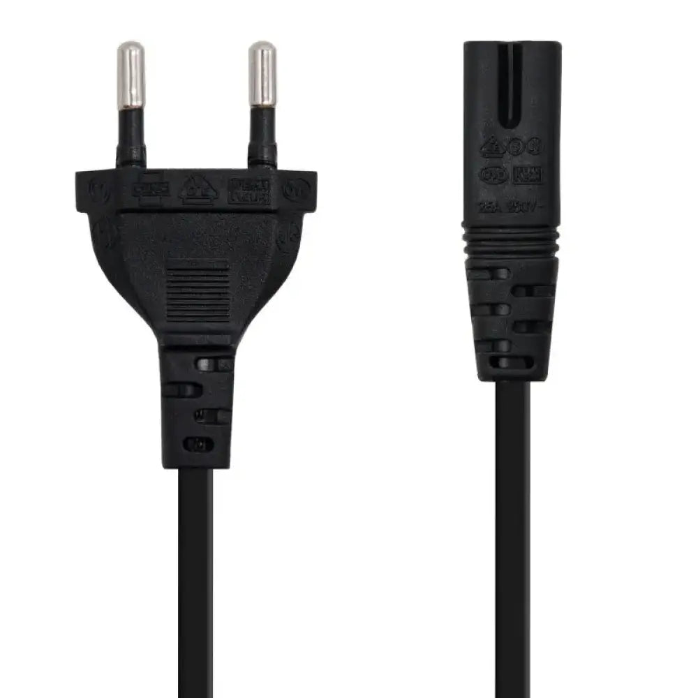 Nanocable - Cable alimentación forma 8 CEE7/16/M-C7/H 1.5m negro con conductor 100% cobre AWG18 para cargador portátil y dispositivos AV