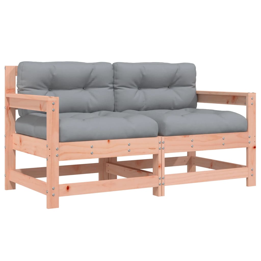 vidaXL Sillones de jardín y cojines 2 uds madera maciza abeto Douglas
