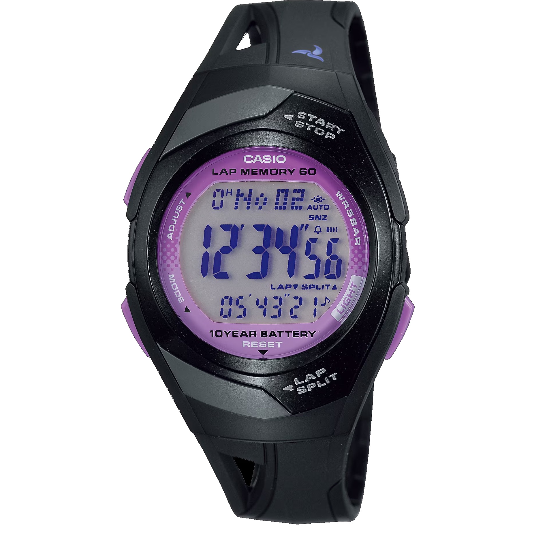 Casio - Reloj digital STR-300C-1CEG para corredores hombre, cronómetro 1/100 s, memoria 61 vueltas, retroiluminación LED y resistencia 50 m