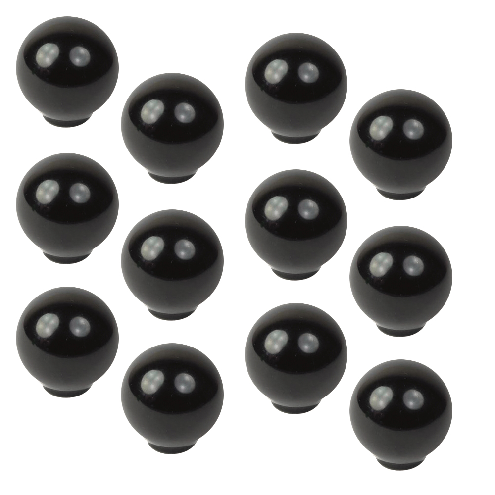 12 Un. TIRADOR Pomo Mueble Infantil bola resina plástica ABS negro brillo - Diámetro  29MM para
