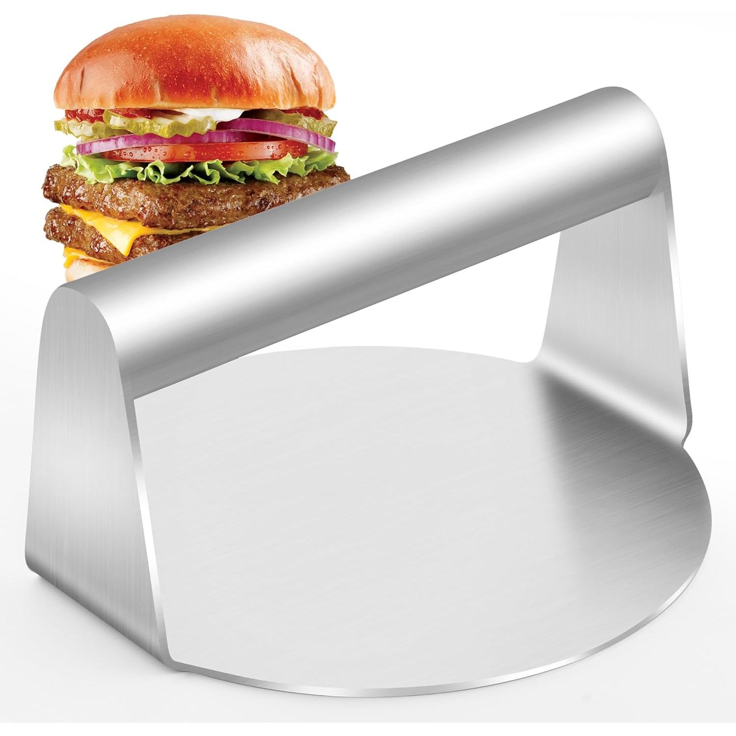 Prensa para hamburguesas, trituradora de hamburguesas Redonda de Maple inoxidable, Prensa profesional para hamburguesas