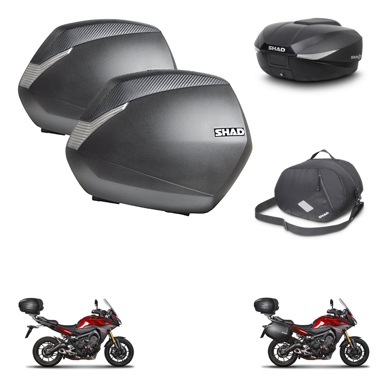 Baul Trasero + Maletas Laterales + Bolsa Interna + Herraje 3P + Herraje Montaje Sh36 Sh 36 Sh58x KIT-259773