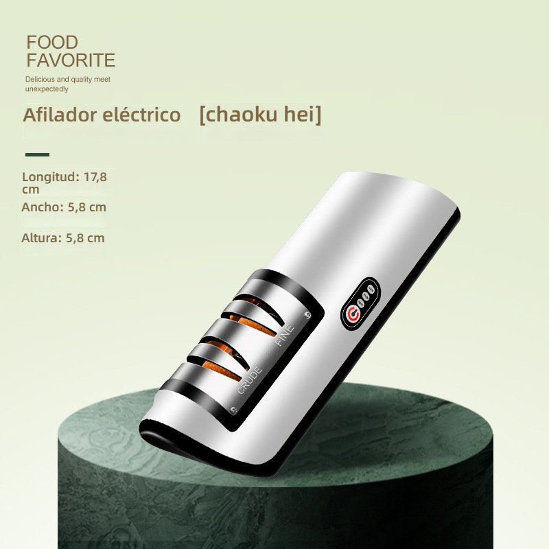 Afilador de cuchillos eléctrico, piedra de afilar portátil multifunción, herramienta de cocina práctica con carga automática.
