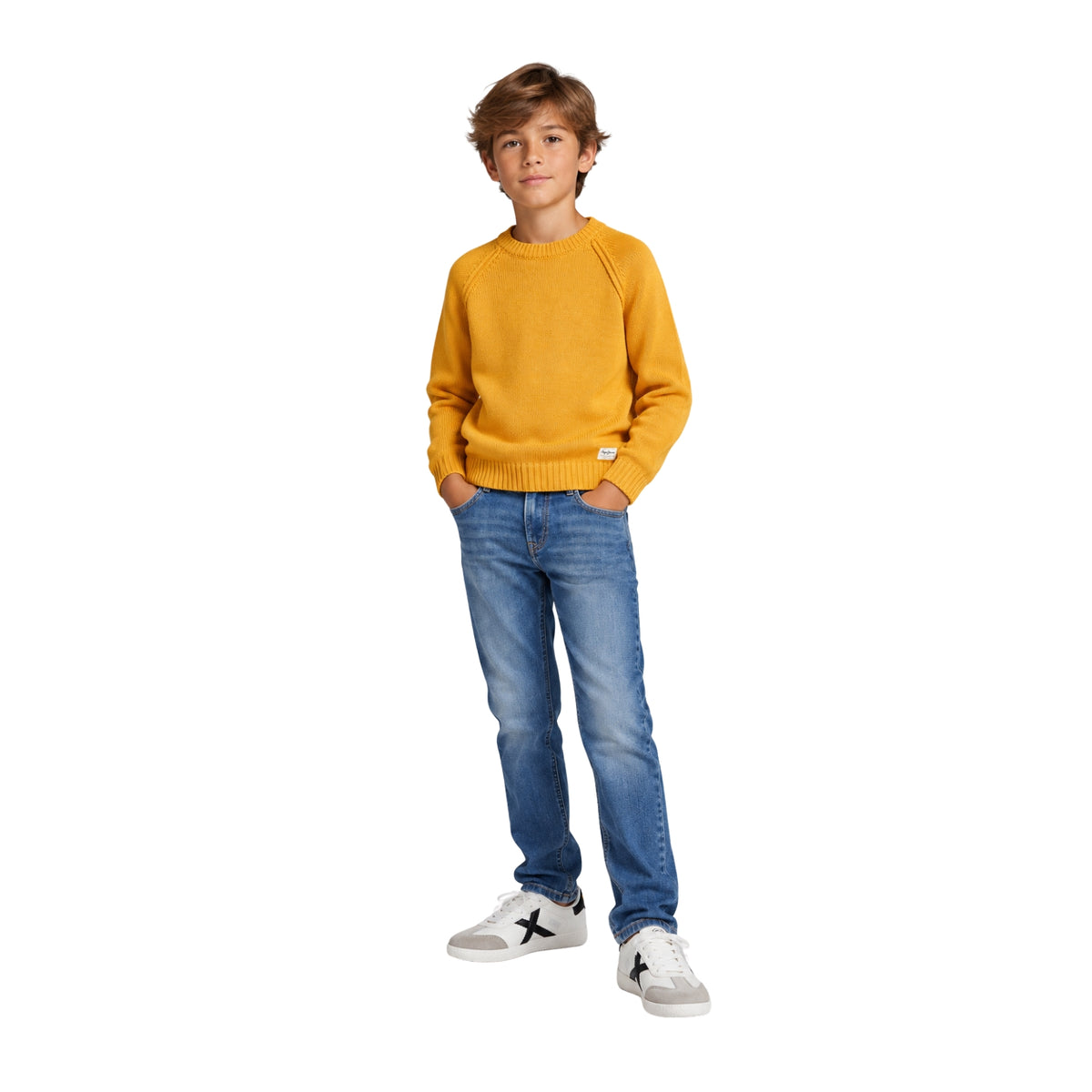 Pepe Jeans - Callum Pb7000025-097 - Jersey Amarillo De Lana Con Manga Raglán - Niño