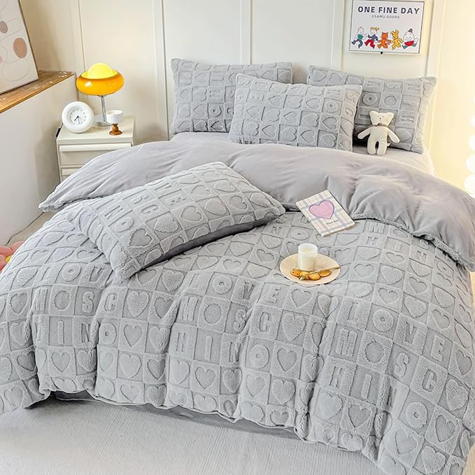 OsoNube - Edredón Borrego 260 x 240 cm con 2 Fundas de Cojin ,260 x 180 cm con 1 Funda de Cojin- Edredón Nódico Invierno Cálido y Suave con Relleno de Micro Fibra Poliéster, Edredón Reversible Franle y Sherpa