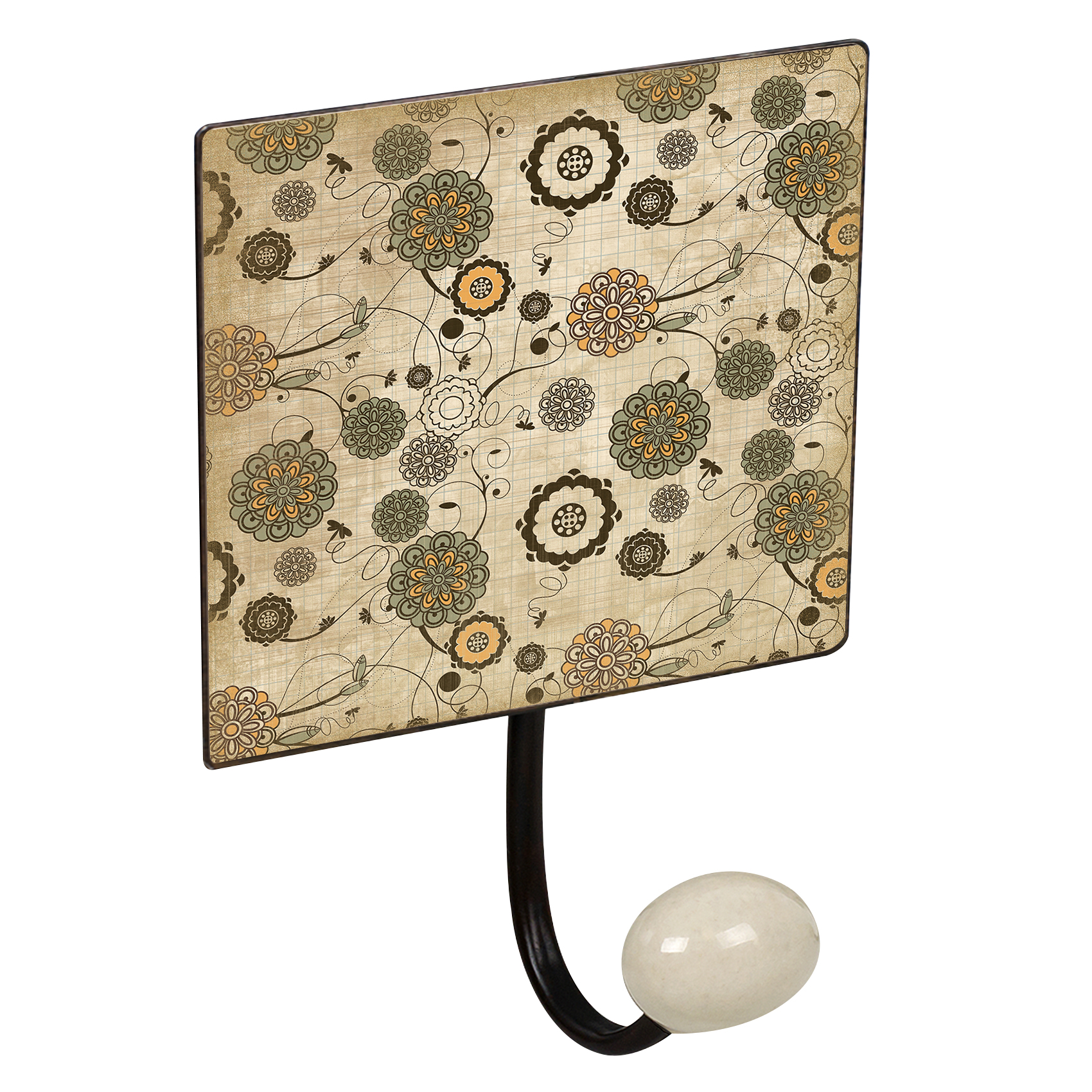 PERCHA pared metal diseño Clásico Vintage decoración MANDALAS cachemir con 1 GANCHO porcelana