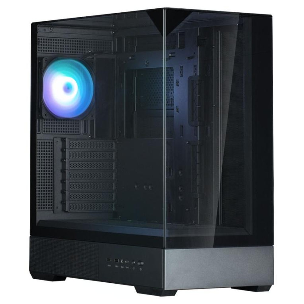 Zalman - Torre PC Midi Tower P40 Prism con 3 ventiladores 120mm ARGB, 2 puertos USB 3.0 y ventana lateral de vidrio templado, negro sin fuente