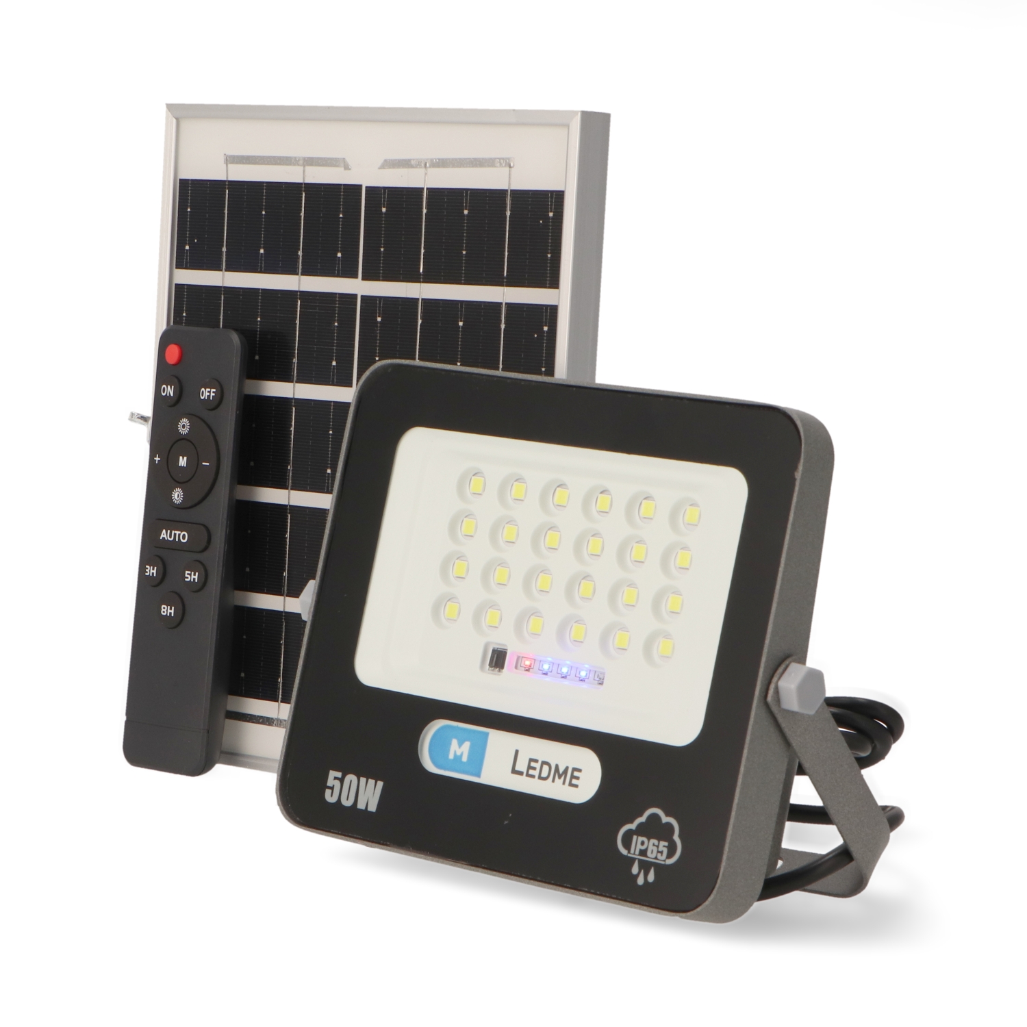 LEDSTOREPLUS Foco Proyector LED Solar ECO Profesional 50W IP66 con Sensor Crepuscular y Control Remoto