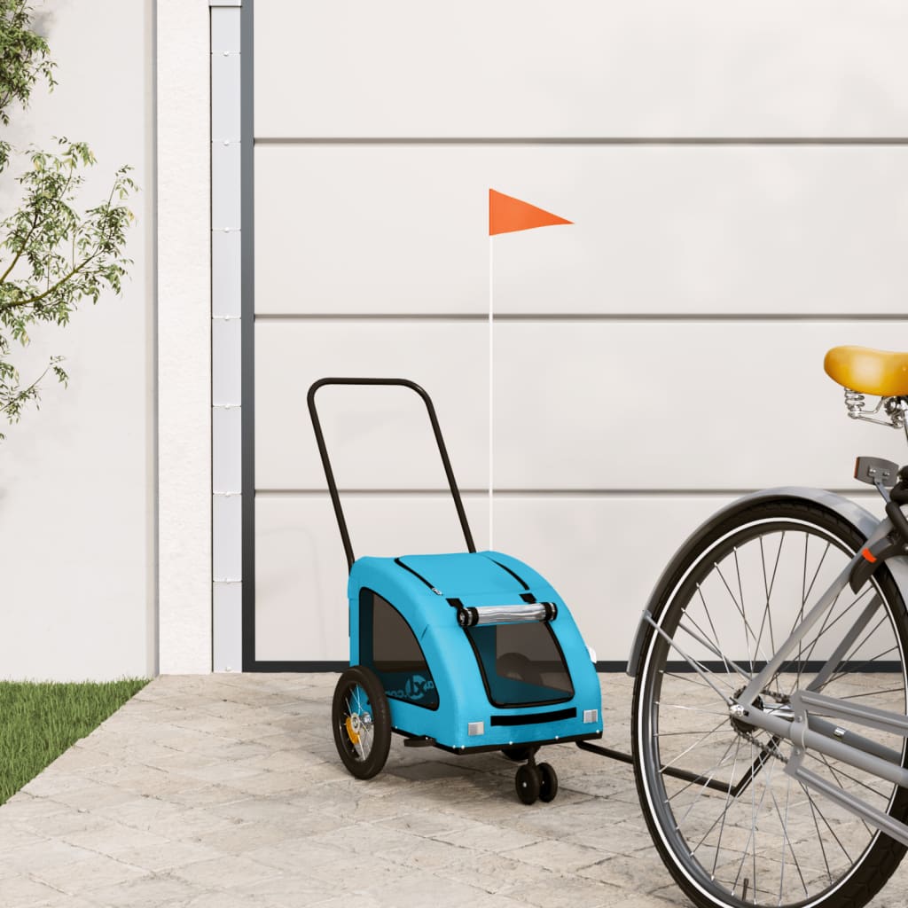 vidaXL Remolque de bicicleta mascotas hierro tela Oxford Color Amarillo,  Azul,  Rojo y mas