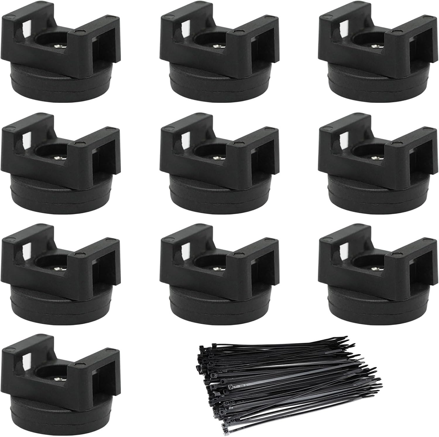 10 Soporte Magnético para Bridas de Cable Base De Bridas Magneticas de 22 mm Soporte Alambre Imantadas Multiusos con Bridas de Nailon para Organización de Cables(Negro)