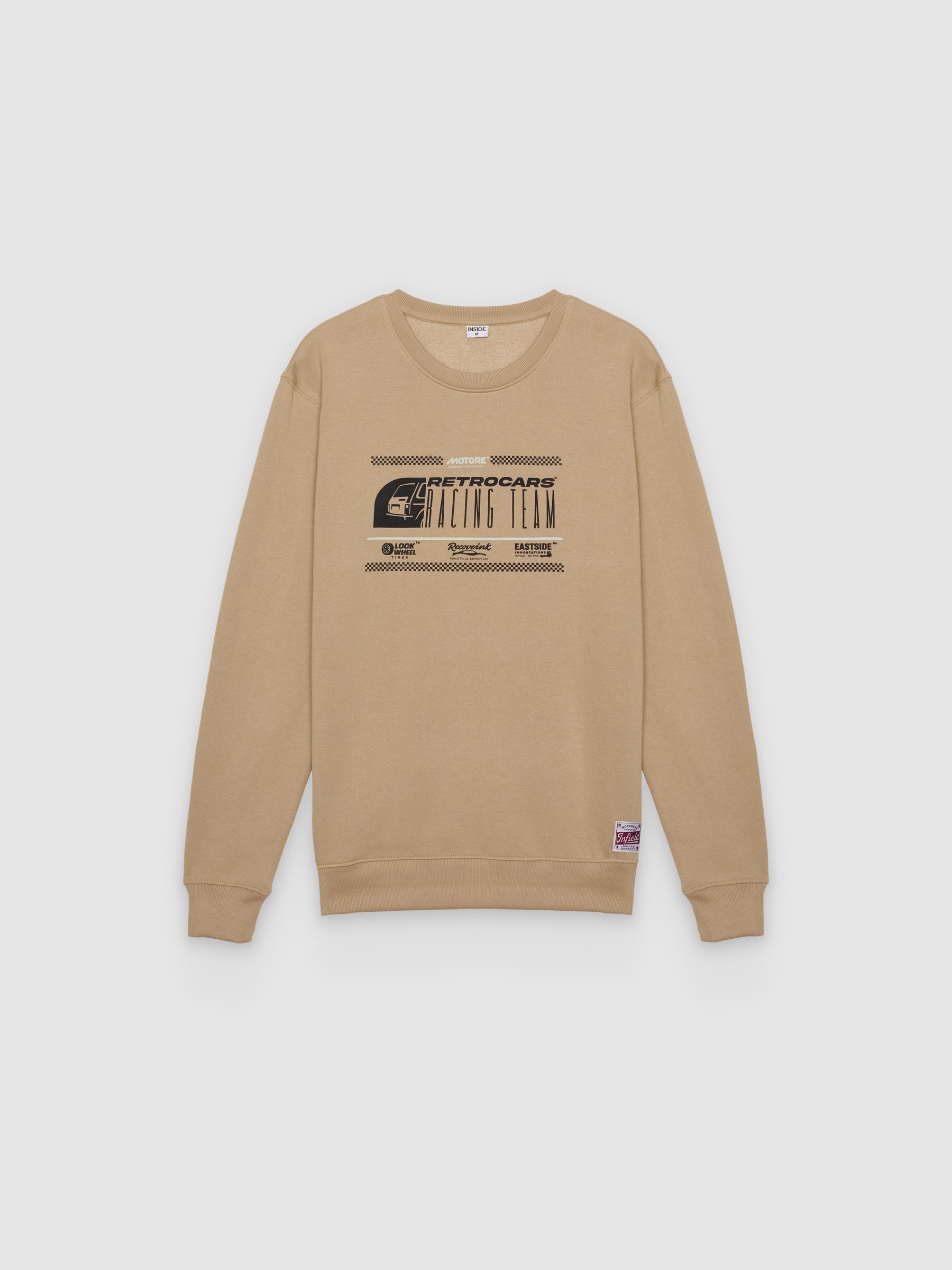 Sudadera con estampado motor y corte oversized en felpa suave INSIDE