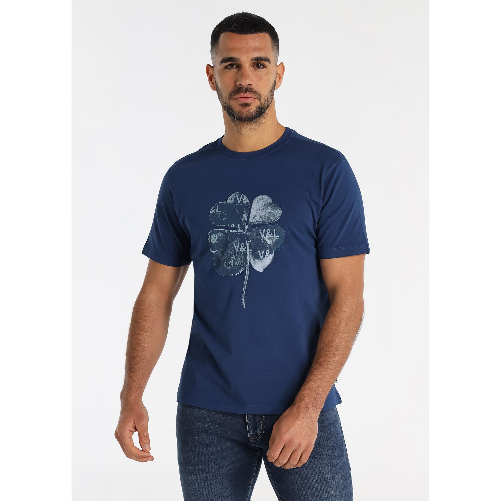 Victorio & Lucchino - Camiseta de Algodón con Gráfica de Trébol Artística