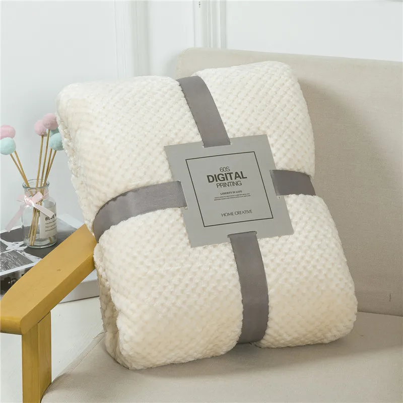 Manta De Felpa Coral Japonesa 300gsm Estilo Primavera Verano Suave Y Fluffy Falso Pelo De Mink Cubierta De Sofá Sólida Manta De Cama En Cuadros