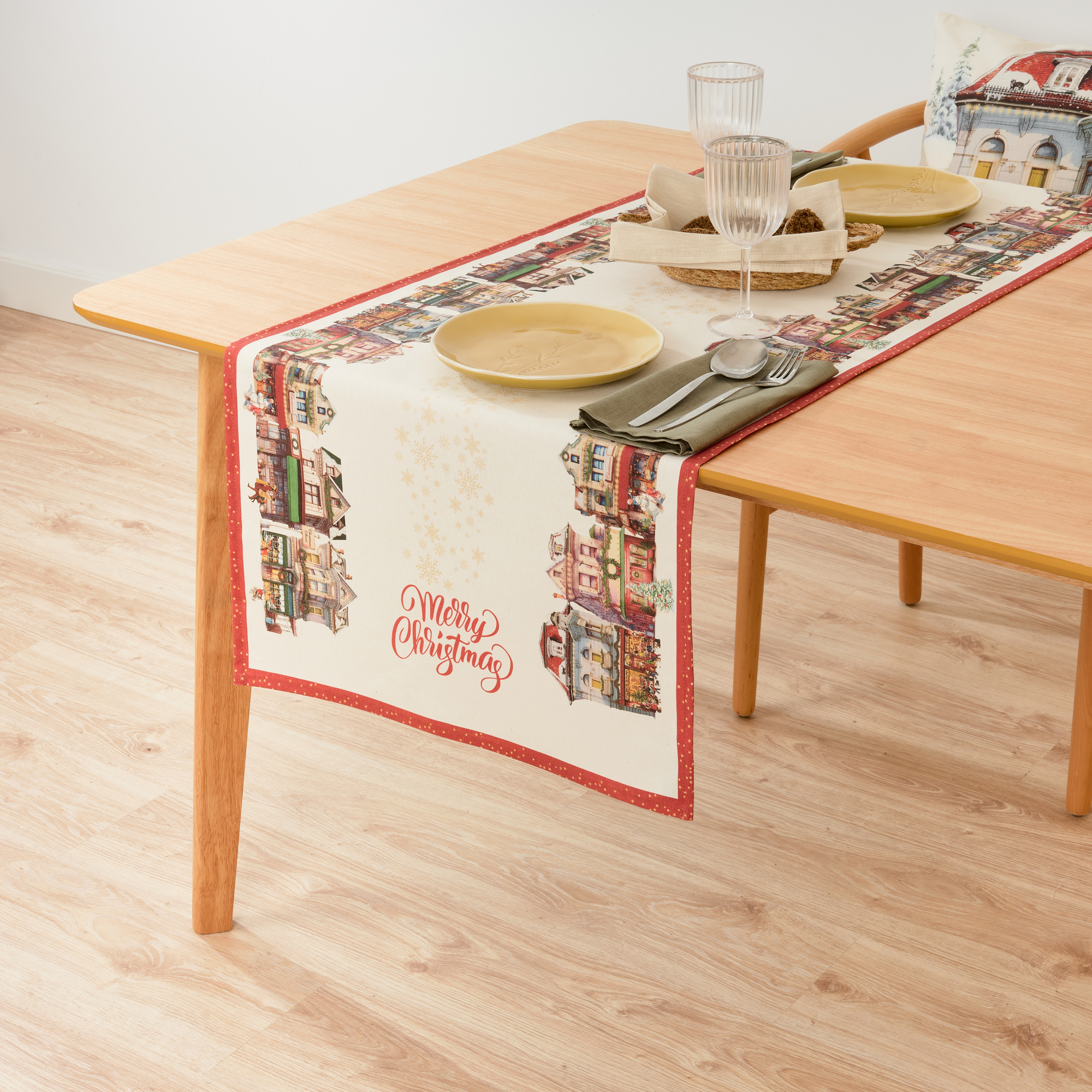 Camino de mesa rectangular 100% algodón Navidad 55x150 cm - Colección Christmas, fabricado en España - BL Belum