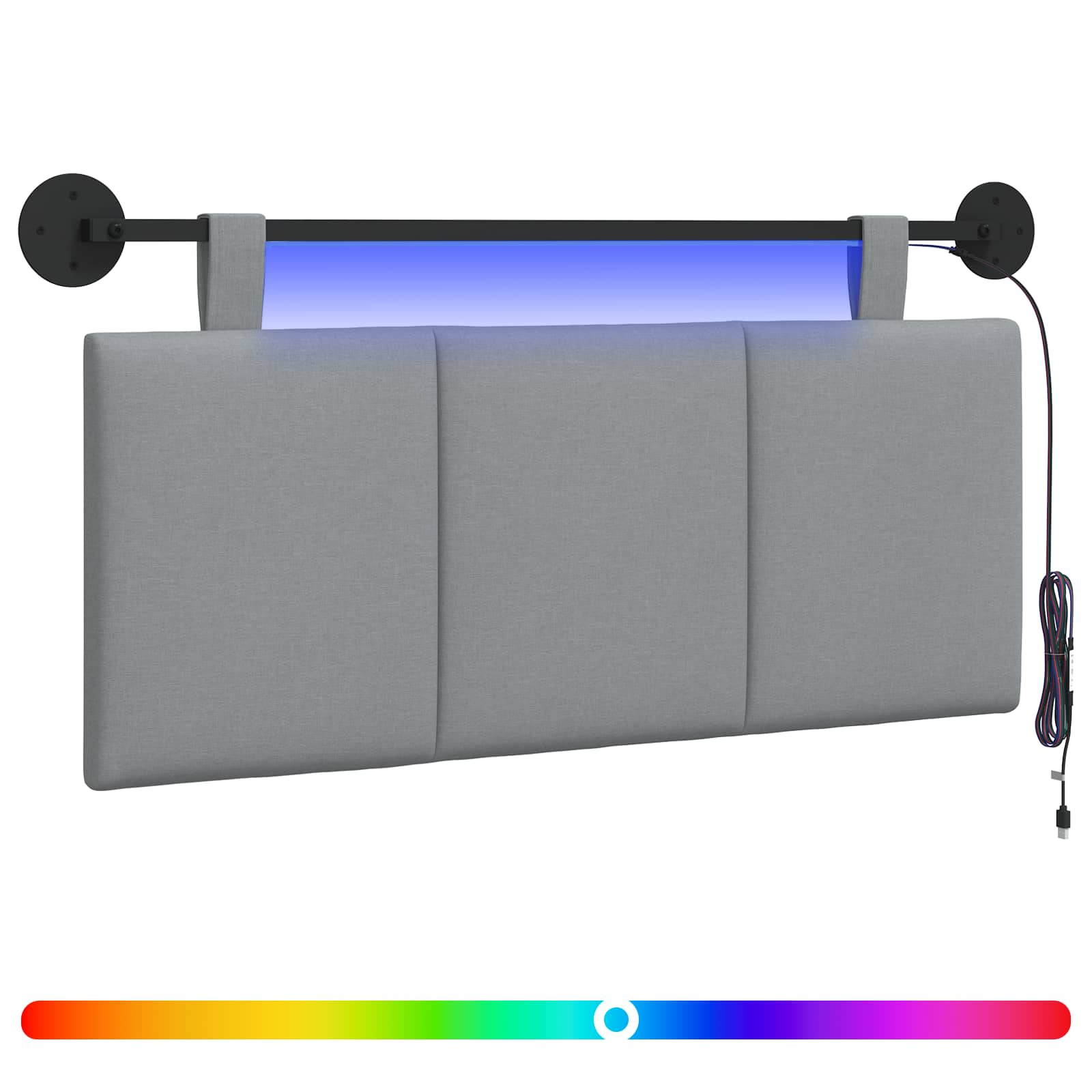 vidaXL Cabecero colgante Con luz LED  Tela 110 x 55 x 5 cm Multicolor