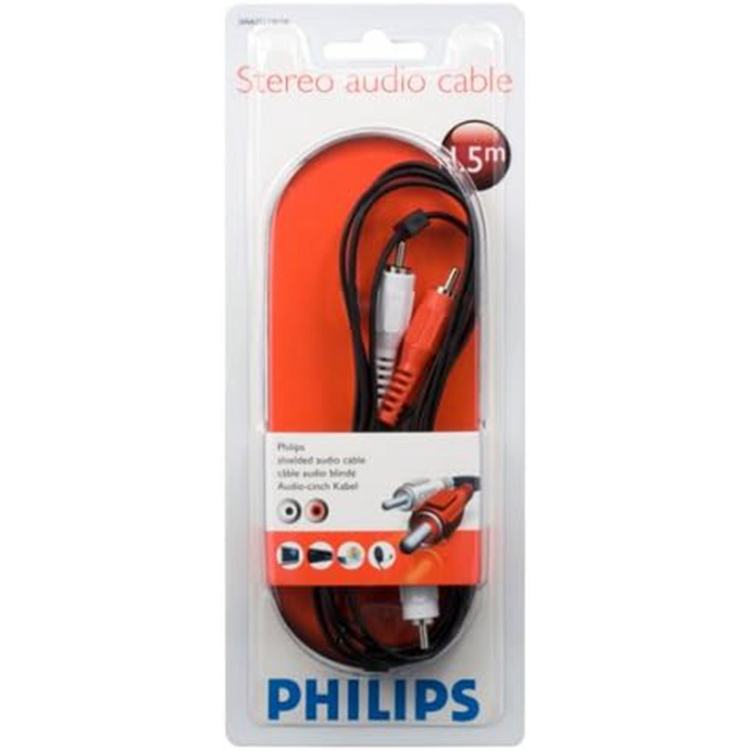 Philips SWA2521W - Cable de Audio estéreo (1.5 Metros), Negro