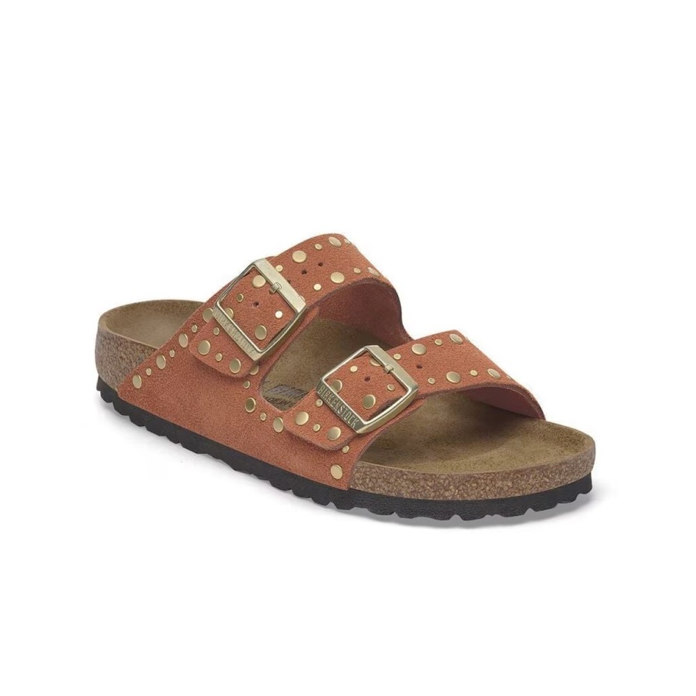 Sandalias Planas Mujer Birkenstock Arizona Rivet Teja