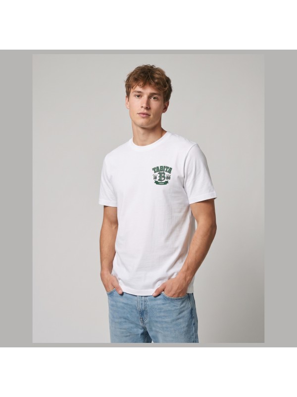 Camiseta básica blanco para hombre, corte medium fit, 100% algodón orgánico GOTS certificado, ideal para looks diarios y combinación fácil TABITA