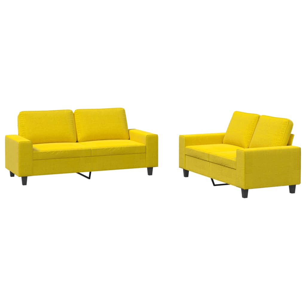 vidaXL Juego de sofás 2 piezas tela amarillo claro