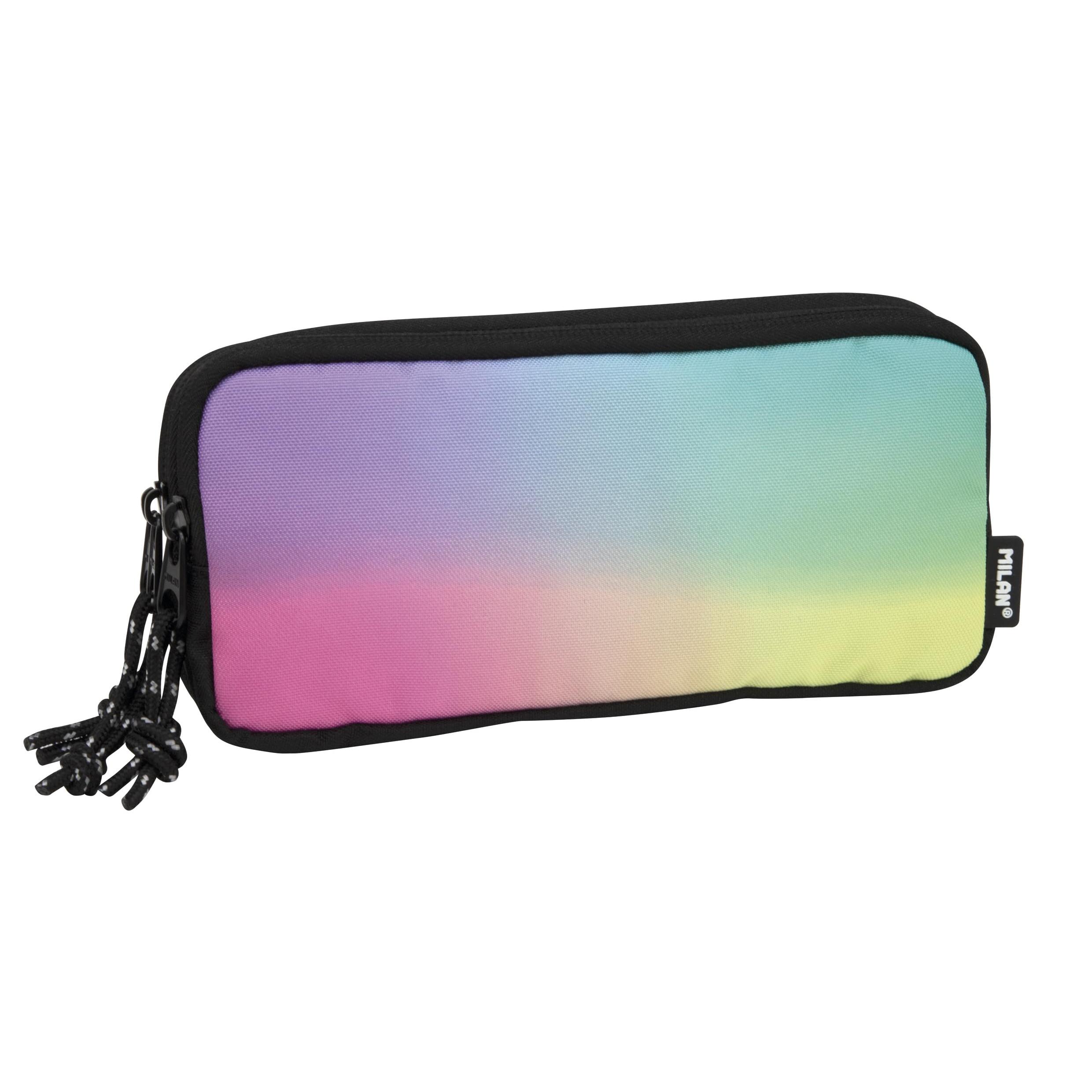 PORTATODO 3 CREMALLERAS SERIE SUNSET NEGRO-LILA- TURQUESA MILAN