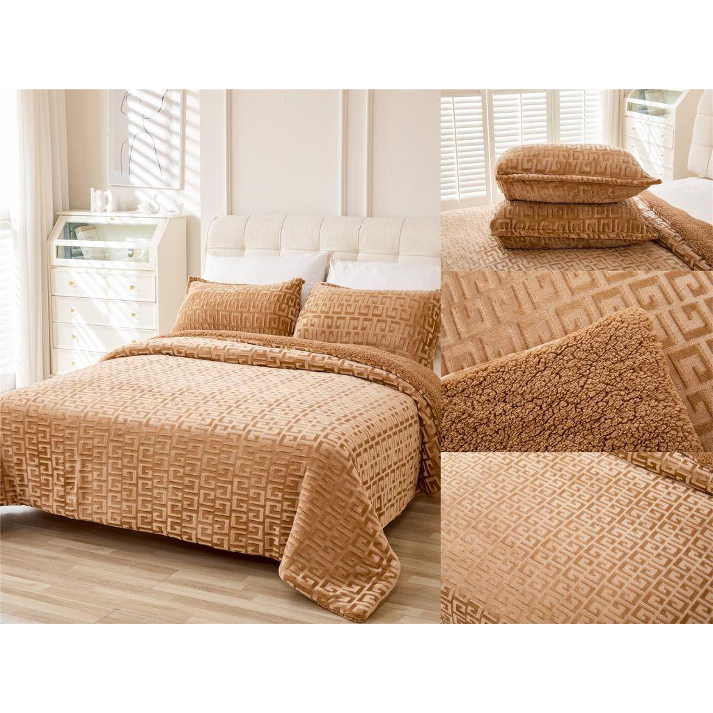 Edredón Manta Borrego griego suave y cálido con fundas de almohada 180x240cm (1 funda) y 220*240 cm (2 fundas), disponible en 3 Colores. Manta Gruesa Térmica y Ligera, Ropa de Cama Moderna y Acogedora. ✅ Entrega en 48-72h