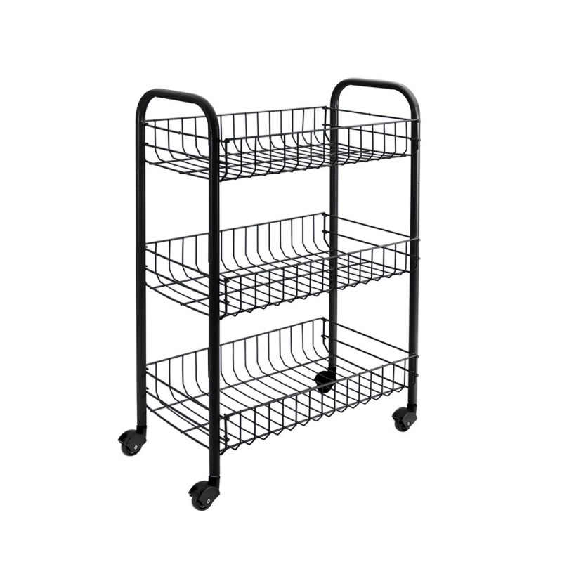 Metaltex Carrito con Ruedas 3 Estantes Negro 41x23x63 Cm