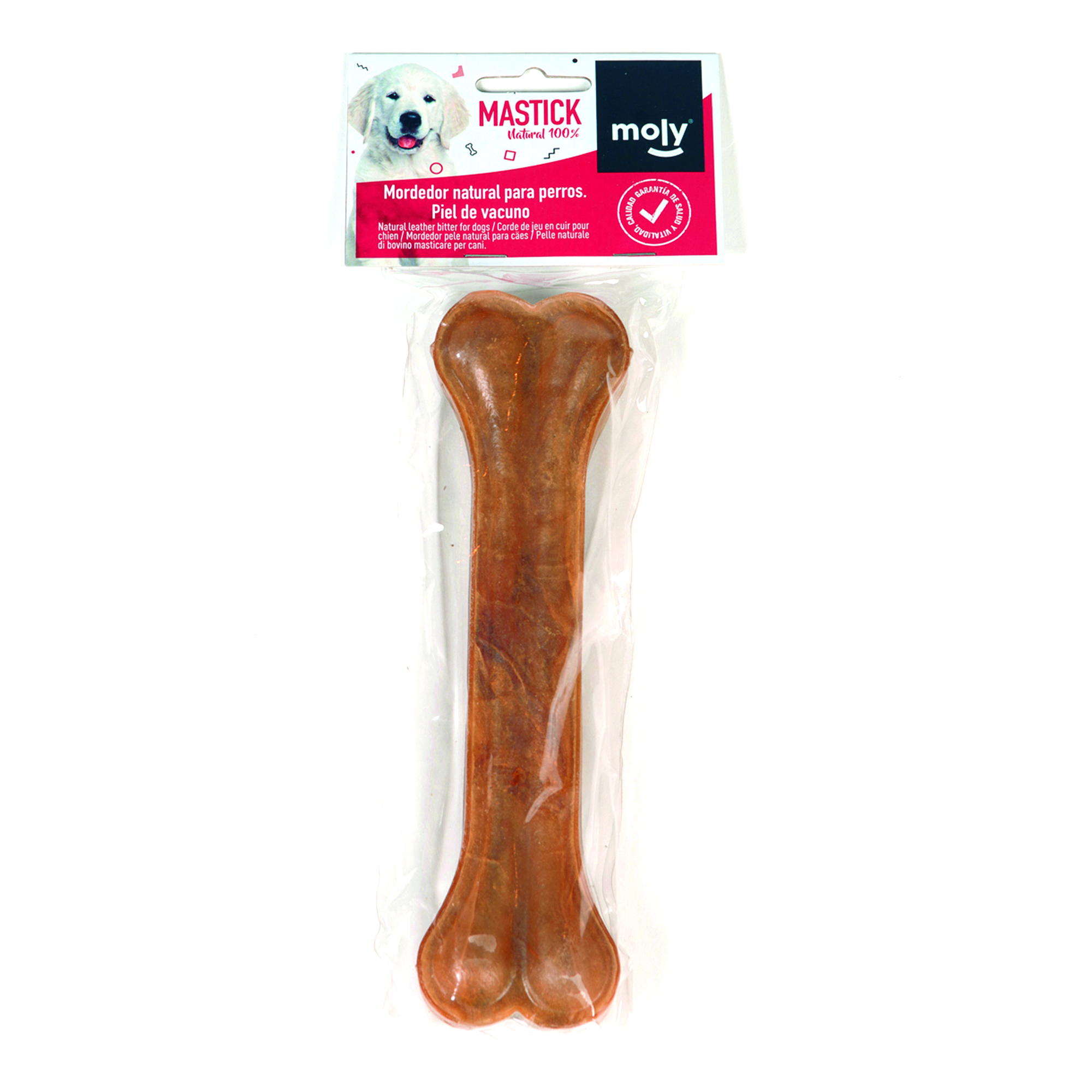 MOLY Hueso Prensado de Piel de Vacuno 21cm para Perros - Fortalece Mandíbula y Previene Caries