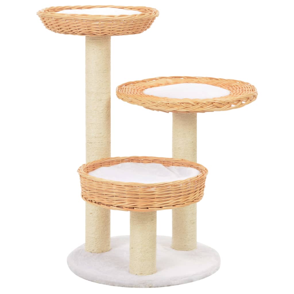 vidaXL Rascador para gatos con poste de sisal madera natural de sauce