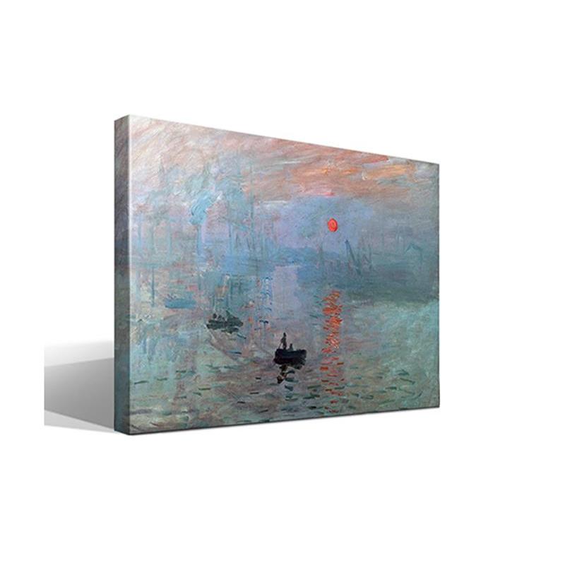 Cuadro Impresión Sol Naciente de Claude Monet - Lienzo 100% Algodón - Bastidor Madera Abeto - Alta Resolución - Fabricado en España