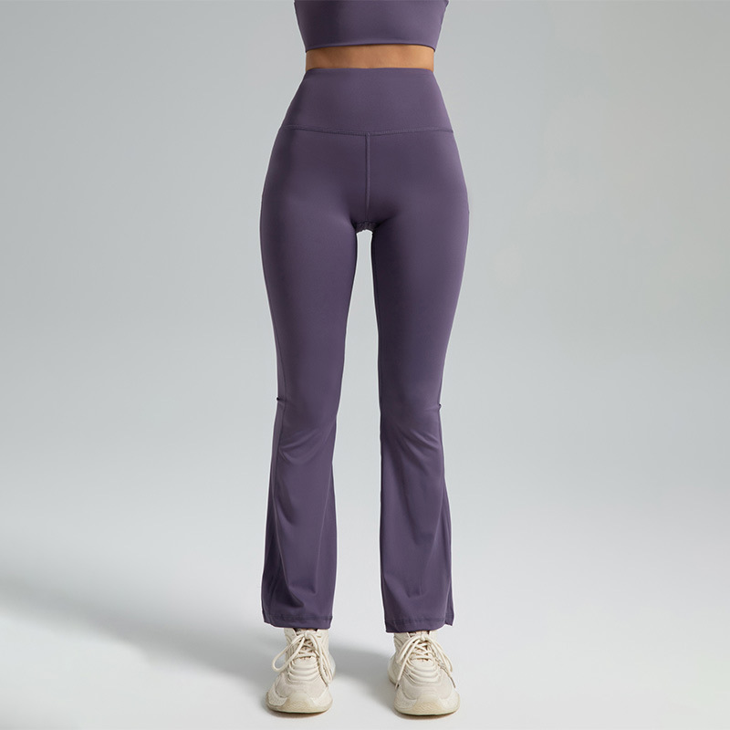 OmHome Pantalones acampanados de yoga con cintura alta y levantamiento de glúteos, medias deportivas transpirables sin costuras para fitness nude